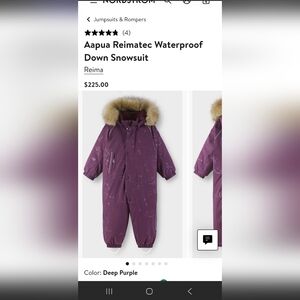 NWT Reima Floral Waterproof Weatherproof Snowsuit with Faux Fur Trim